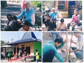 Bapak Camat Purwosari bersama Pemuda Nglegok Kerja Bakti Pasang Umbul Umbul