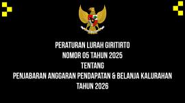 Peraturan Lurah Giritirto No 5 Tahun 2025 tentang Penjabaran APBKal 2026