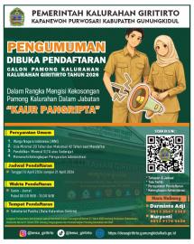 PEMBUKAAN PENDAFTARAN CALON PAMONG KALURAHAN GIRITIRTO