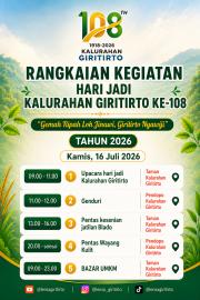 RANGKAIAN KEGIATAN HARI JADI KALURAHAN GIRITIRTO KE-108