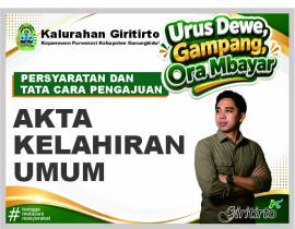Persyaratan Penerbitan Akta Kelahiran Umum