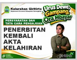 Persyaratan Penerbitan  Kembali  Akta Kelahiran